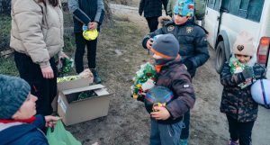 Distributing toys in Bakhmut Region